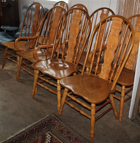 8 spindle back dining chairs (2 carvers)